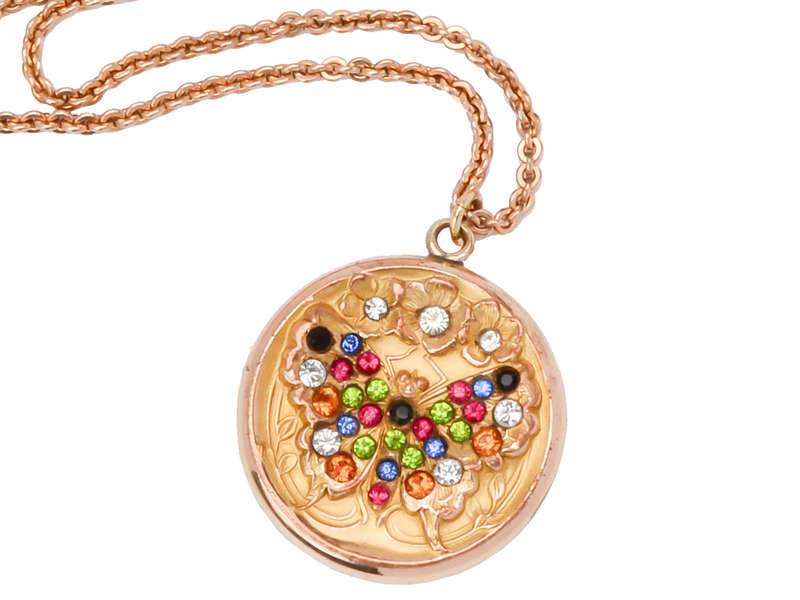 Butterfly Baby - Multicolored Paste Locket with Chain