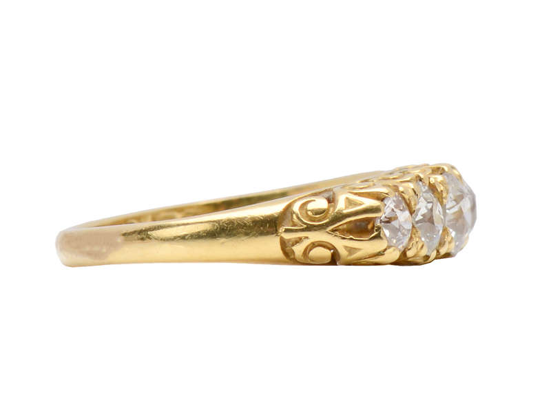Carved Gold - Five Diamond Antique Ring