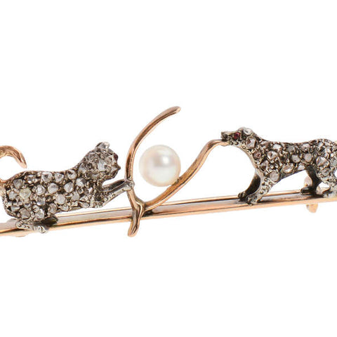 Lucky Break - Dog & Cat Wishbone Brooch