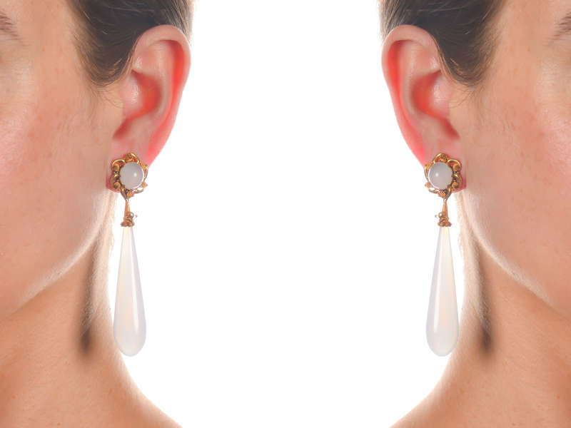 Georgian Chalcedony & Cannetille Earrings