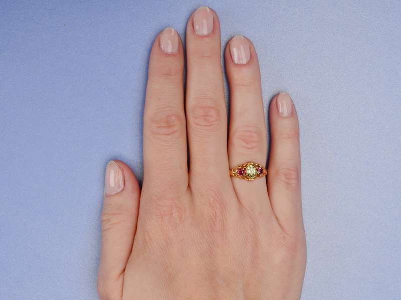 Victorian Chrysoberyl Garnet Trilogy Ring