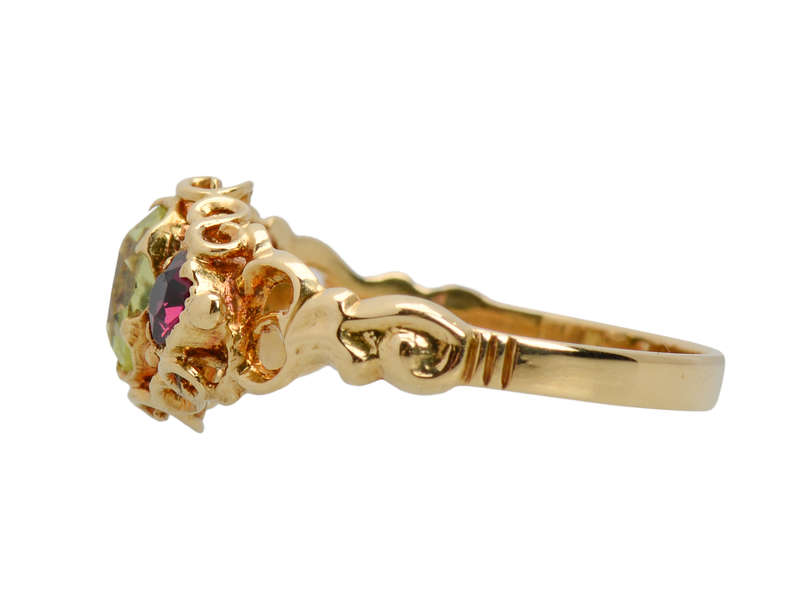 Victorian Chrysoberyl Garnet Trilogy Ring