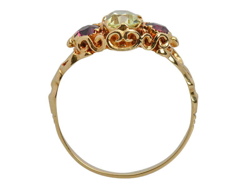 Victorian Chrysoberyl Garnet Trilogy Ring