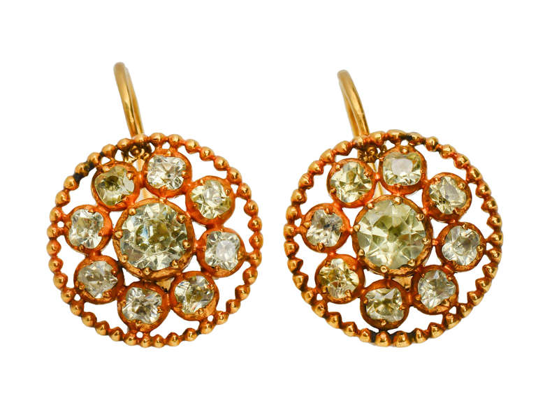Georgian Chrysoberyl Earrings in Gold