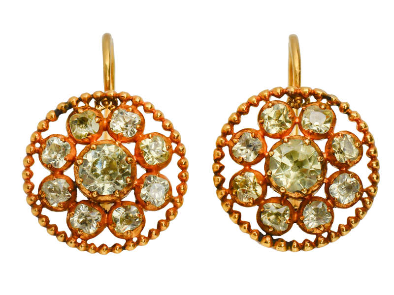 Georgian Chrysoberyl Earrings in Gold