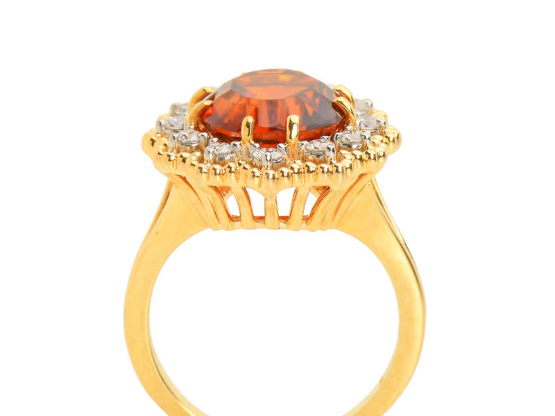 Jabel Madeira Citrine Diamond Halo Vintage Ring