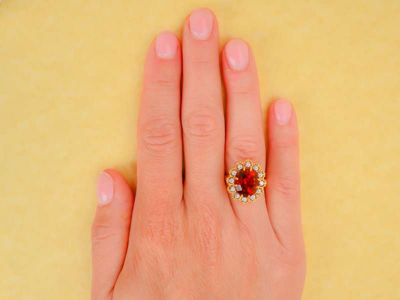 Jabel Madeira Citrine Diamond Halo Vintage Ring