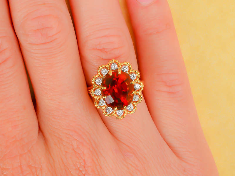Jabel Madeira Citrine Diamond Halo Vintage Ring