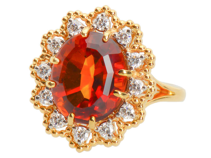 Jabel Madeira Citrine Diamond Halo Vintage Ring