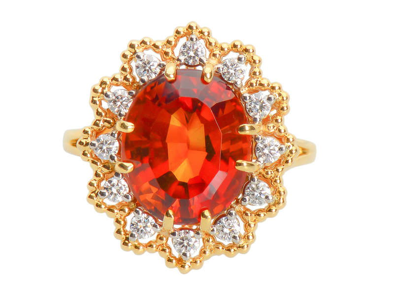 Jabel Madeira Citrine Diamond Halo Vintage Ring
