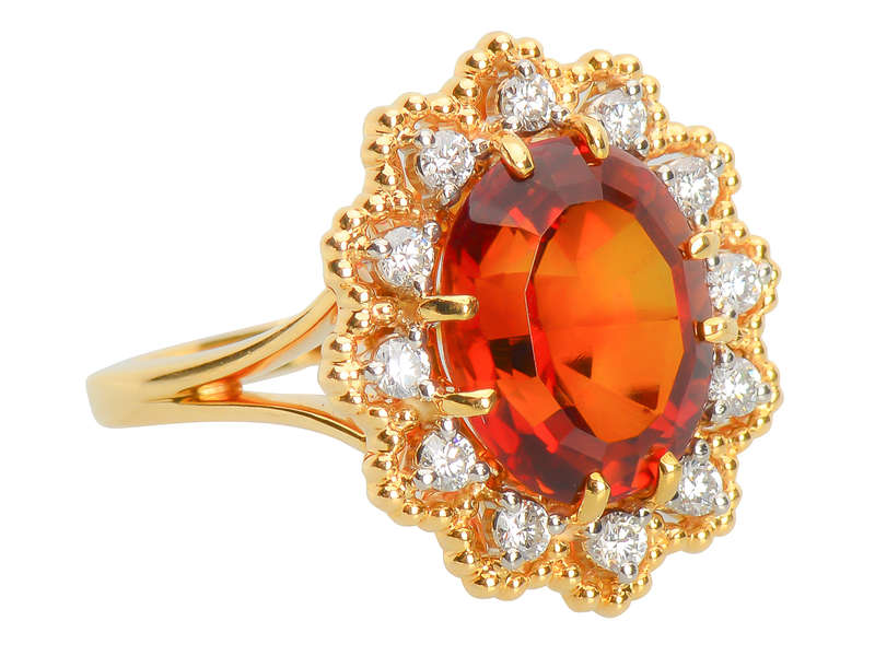 Jabel Madeira Citrine Diamond Halo Vintage Ring