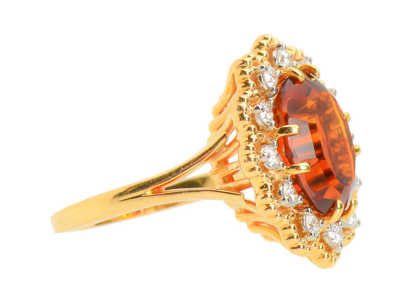 Jabel Madeira Citrine Diamond Halo Vintage Ring