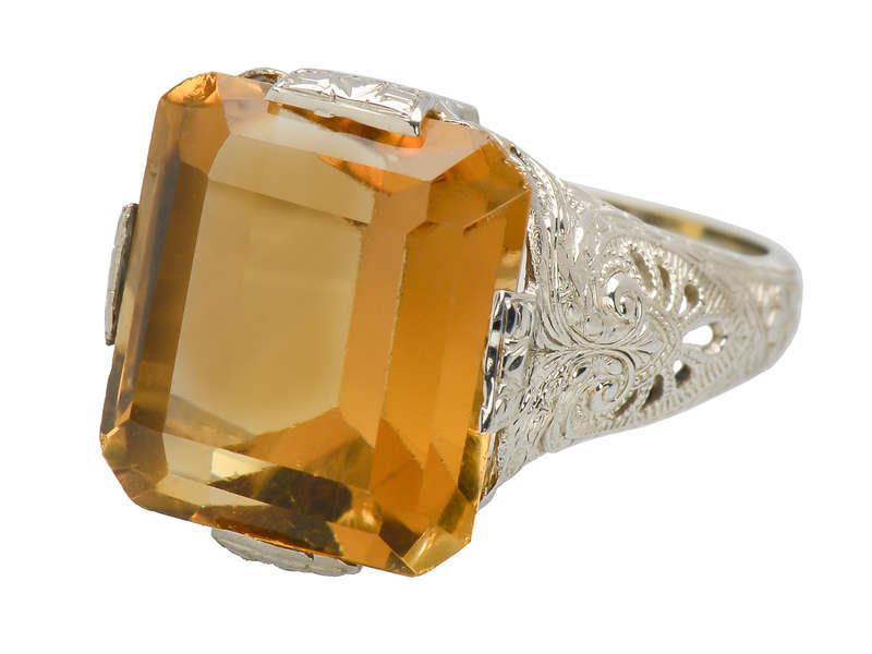 Glamour Shot - Vintage Citrine Filigree Ring