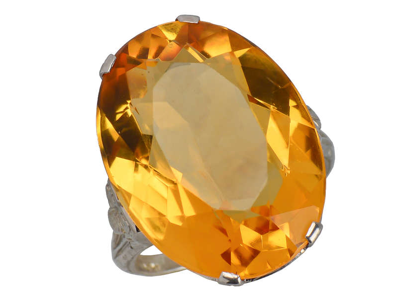 Honey Wine - Grand Citrine White Gold Ring