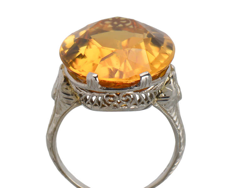 Honey Wine - Grand Citrine White Gold Ring