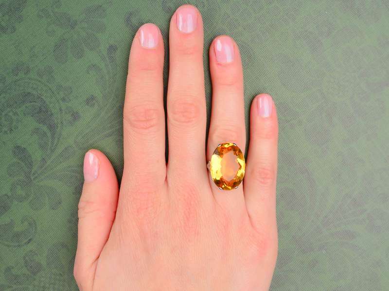 Honey Wine - Grand Citrine White Gold Ring