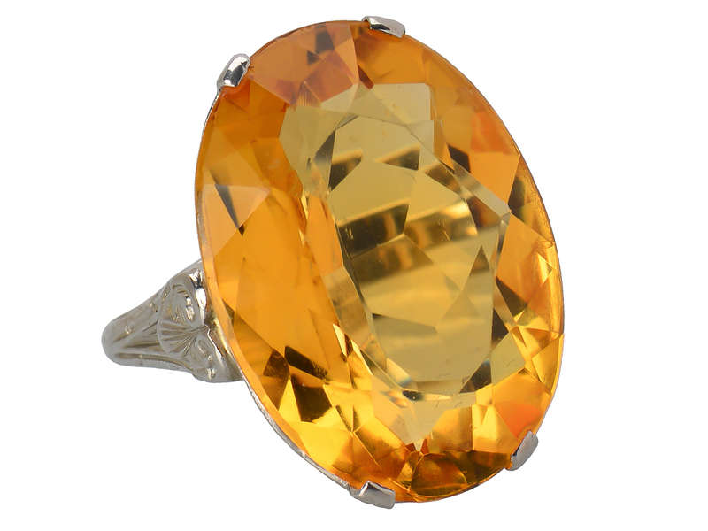 Honey Wine - Grand Citrine White Gold Ring