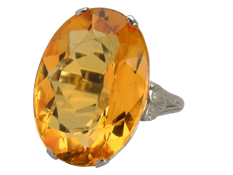 Honey Wine - Grand Citrine White Gold Ring