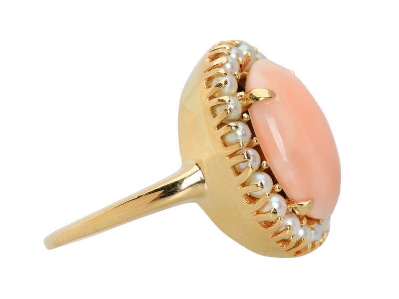
                      
                        Vintage Angel Skin Coral & Cultured Pearl Ring
                      
                    