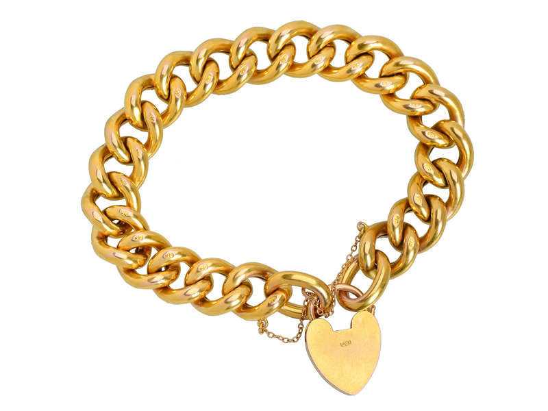 
                      
                        "THE BEST" Antique Gold Padlock Curb Bracelet
                      
                    