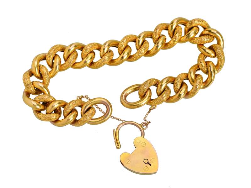 
                      
                        "THE BEST" Antique Gold Padlock Curb Bracelet
                      
                    