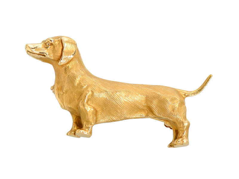 Vintage Dachshund Dog Gold Brooch