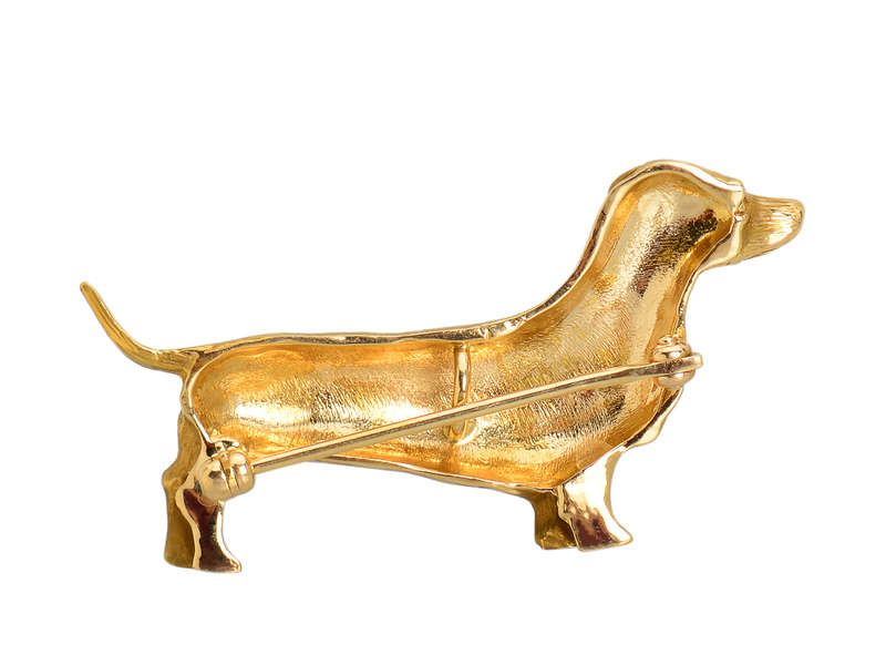 Vintage Dachshund Dog Gold Brooch