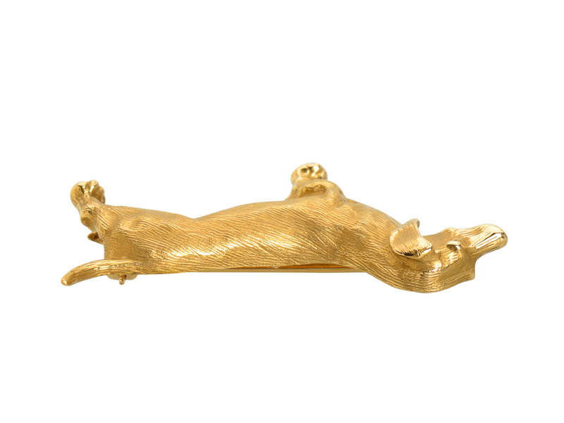 Vintage Dachshund Dog Gold Brooch