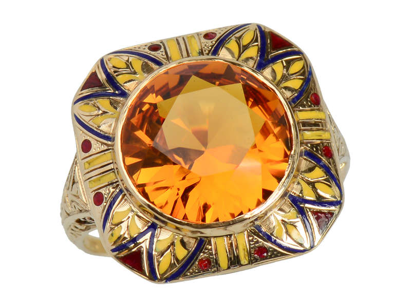 Bam Pow - Enamel Art Deco Citrine Explosion