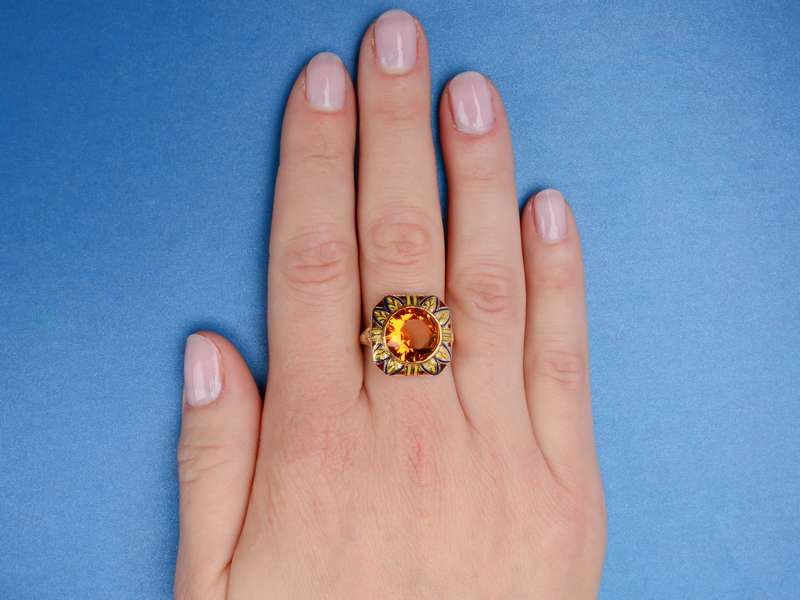 Bam Pow - Enamel Art Deco Citrine Explosion