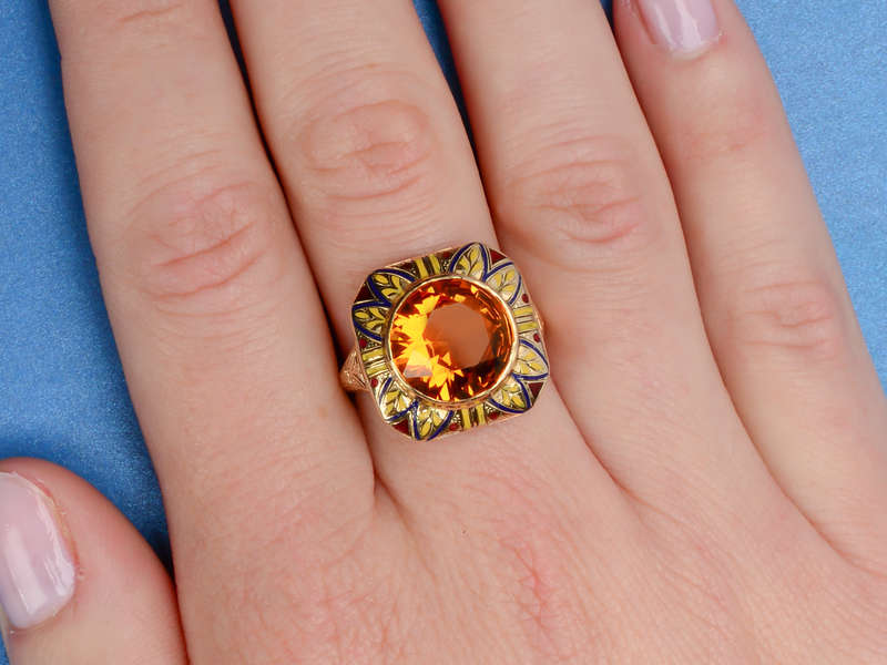 Bam Pow - Enamel Art Deco Citrine Explosion