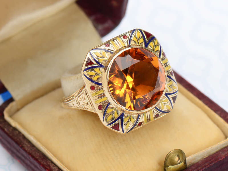 Bam Pow - Enamel Art Deco Citrine Explosion