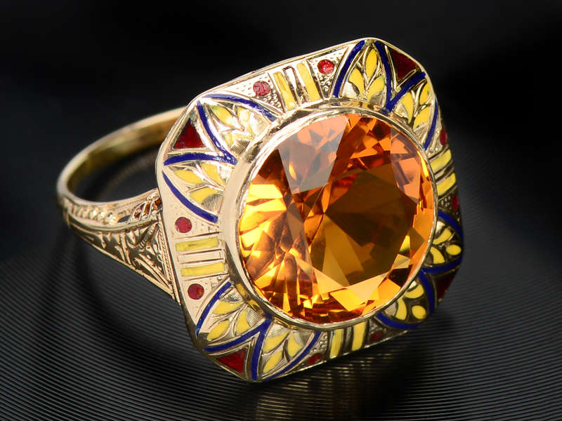 Bam Pow - Enamel Art Deco Citrine Explosion