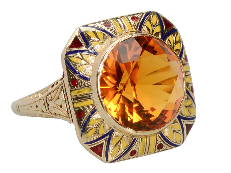 Bam Pow - Enamel Art Deco Citrine Explosion