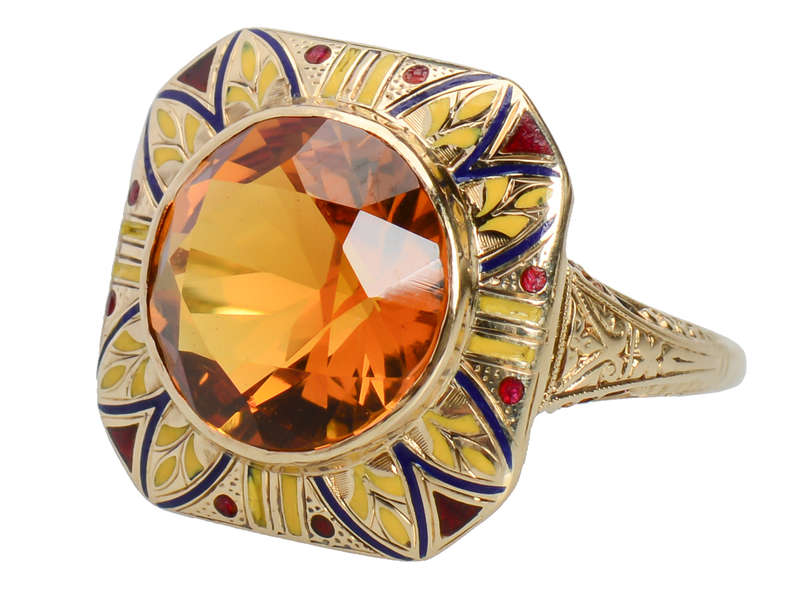 Bam Pow - Enamel Art Deco Citrine Explosion