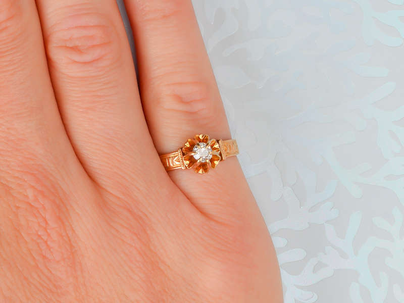 Victorian Diamond Buttercup Engagement Ring
