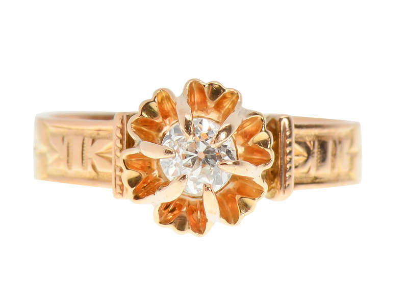 Victorian Diamond Buttercup Engagement Ring
