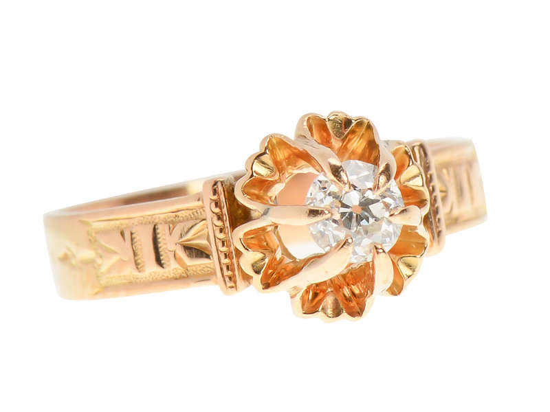 Victorian Diamond Buttercup Engagement Ring