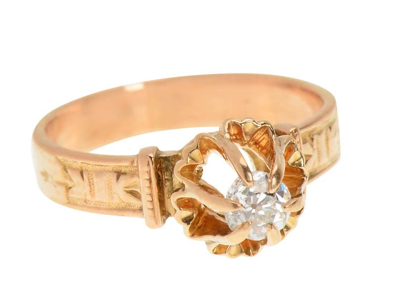Victorian Diamond Buttercup Engagement Ring