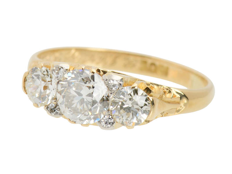 Awakening - Three Stone Diamond Trilogy Ring of 1917
