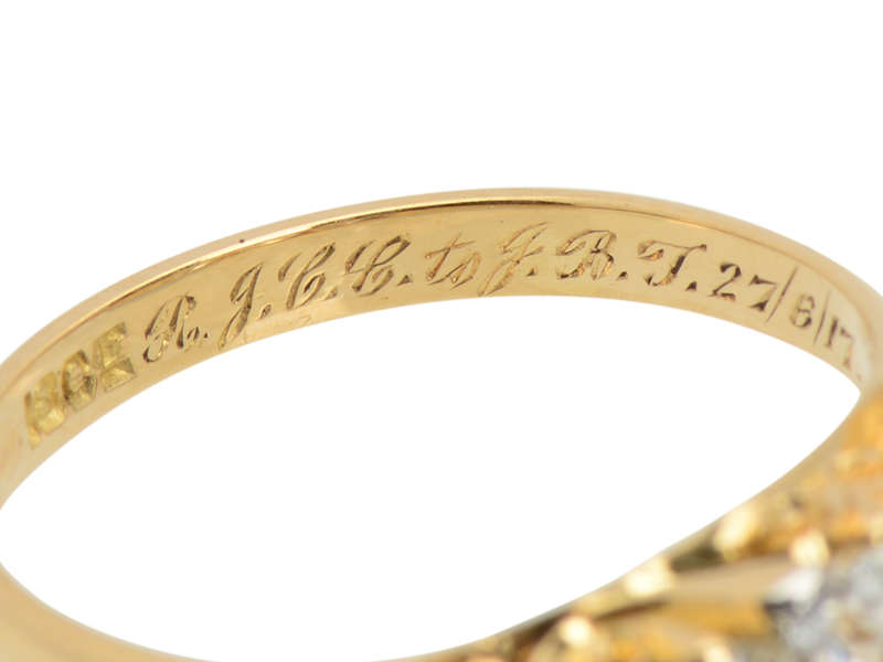 Awakening - Three Stone Diamond Trilogy Ring of 1917