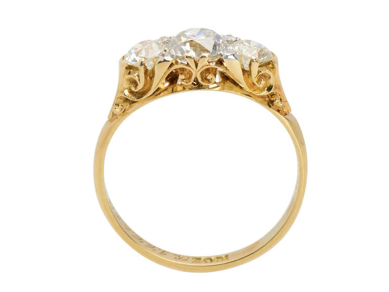 Awakening - Three Stone Diamond Trilogy Ring of 1917