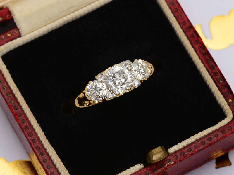 Awakening - Three Stone Diamond Trilogy Ring of 1917