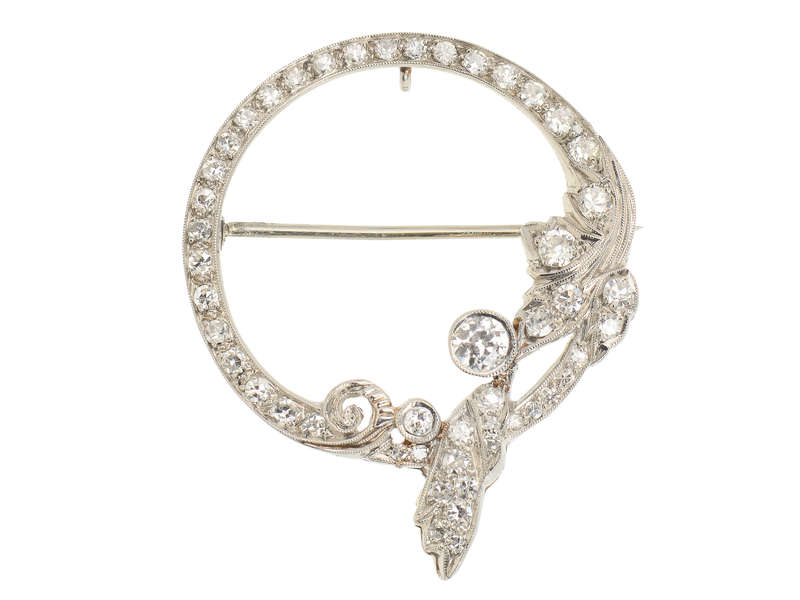 Platinum Diamond Drape Brooch of 1.5 Carats