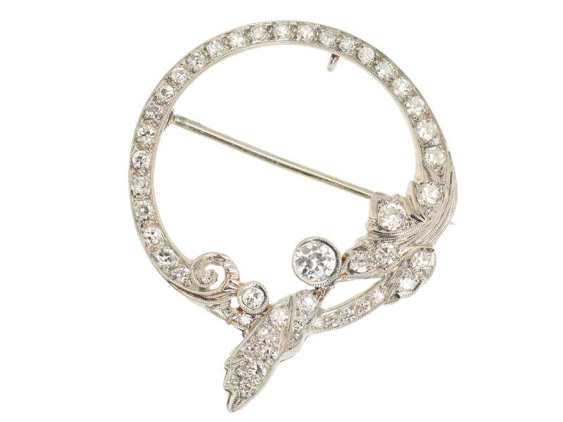 Platinum Diamond Drape Brooch of 1.5 Carats