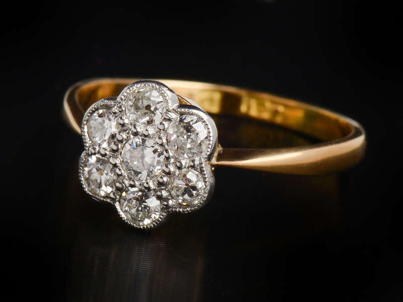 Antique Diamond Daisy Flower Ring