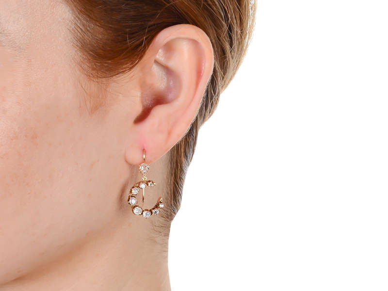 Skies the Limit - Victorian Crescent Moon Earrings