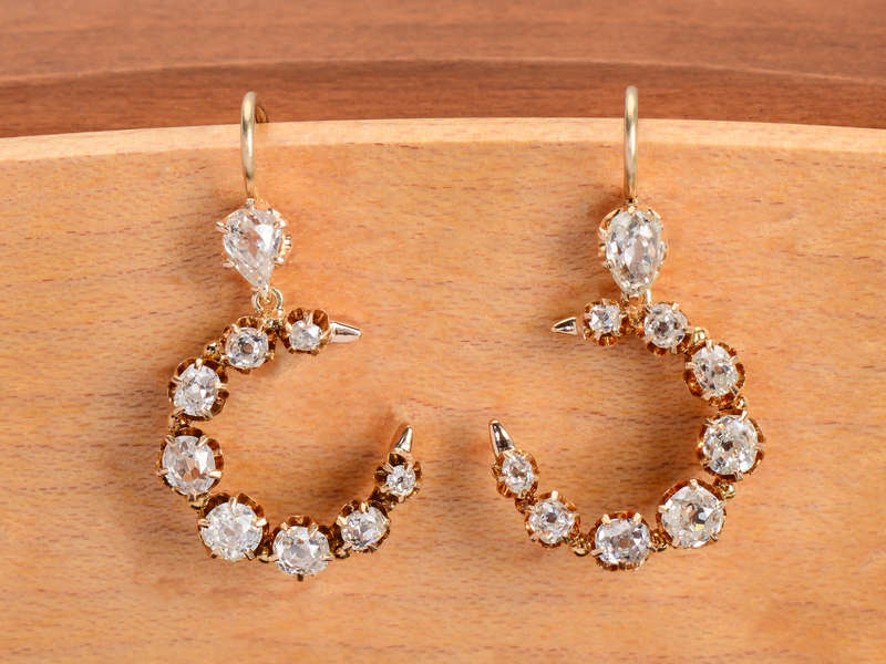Skies the Limit - Victorian Crescent Moon Earrings