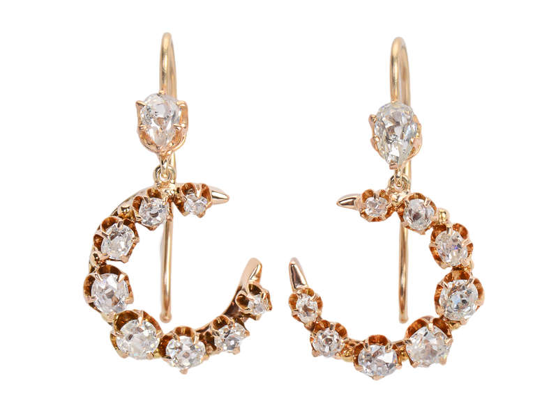 Skies the Limit - Victorian Crescent Moon Earrings