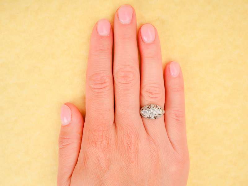 Art Deco Filigree Diamond Engagement Ring